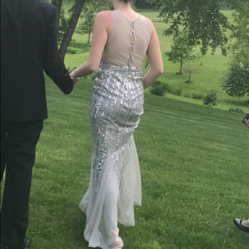 Champagne beaded prom dress - Picture 2 of 4